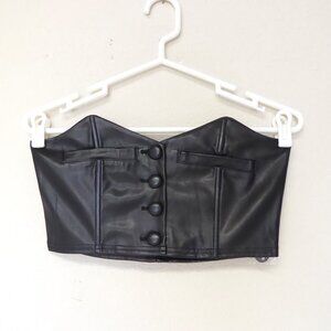 New without tags blue blush black faux leather tailored bustier top size small
